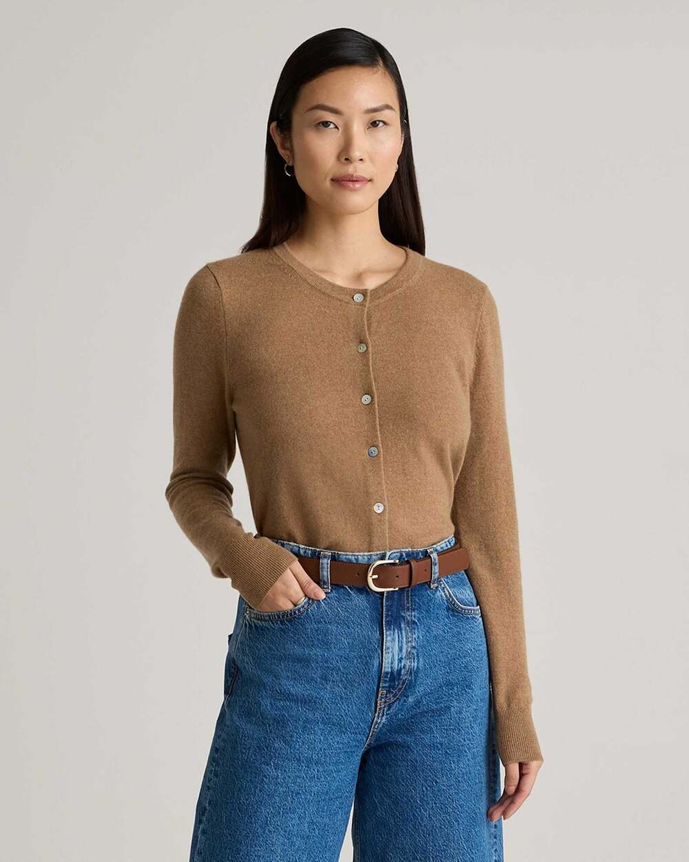 NWT Quince Mongolian Cashmere Cardigan Sweater Teak Brown S